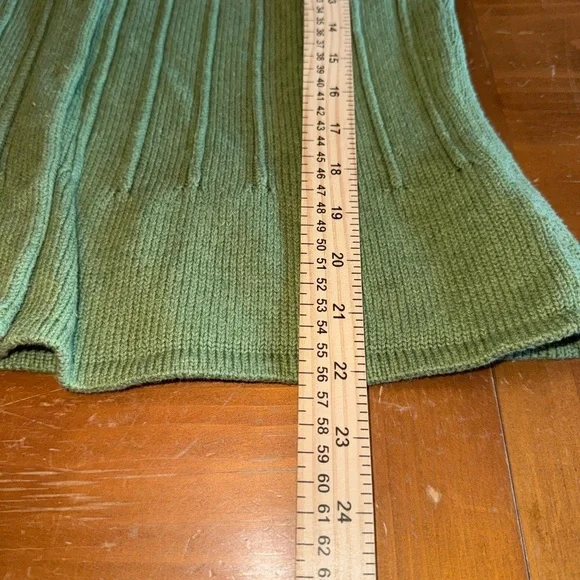 Green Sweater Collard L Applique Design Floral Snap Close 3/4 Sleeve Feminine - Picture 10 of 10